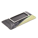 7.75" x 3.75" Rectangular Ceramic Plate, Dark Brown, Green