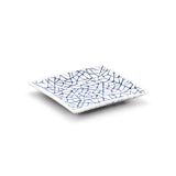 4" Square Ceramic 5-Piece Plate Set, White, Blue