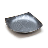 7-1/2" Square Plate, Black — Floral Design