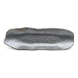 13.35" x 4" Rectangular Ceramic Sushi Plate, Silver, Gray