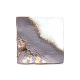 6.25" Square Ceramic Plate, White, Gold, Brown