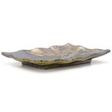 8.85" x 6" Rectangular Ceramic Plate, Brown, Green, Gold