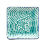 4.75" Square Ceramic Plate, Emerald, Blue — Aangelfish Design