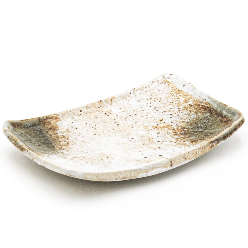7.25" x 4.75" Rectangular Ceramic Plate, Beige, Brown
