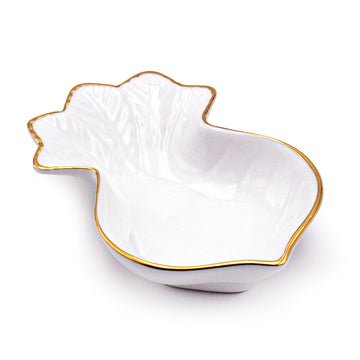4.75" x 3.3" Radish Ceramic Bowl, White, Gold