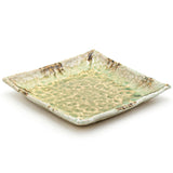9.65" Square Ceramic Plate, Beige, Green — Oribe Design