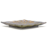 9.75" Square Ceramic Plate, Brown, Green, Gold