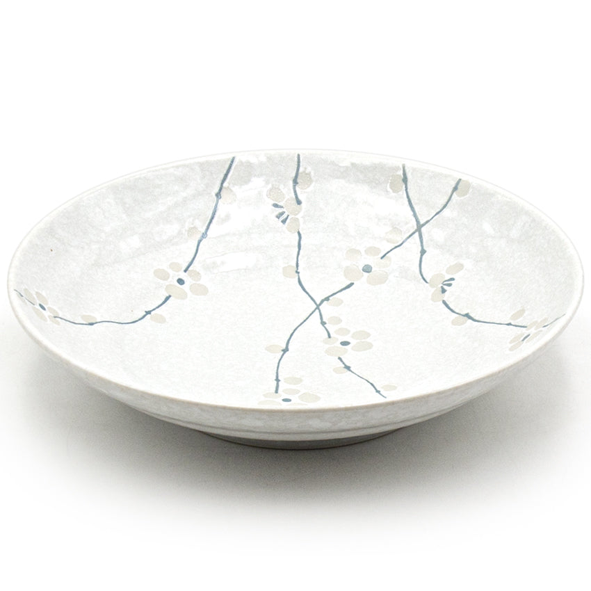9" Ceramic Deep Plate, White — Plum Blossom Design