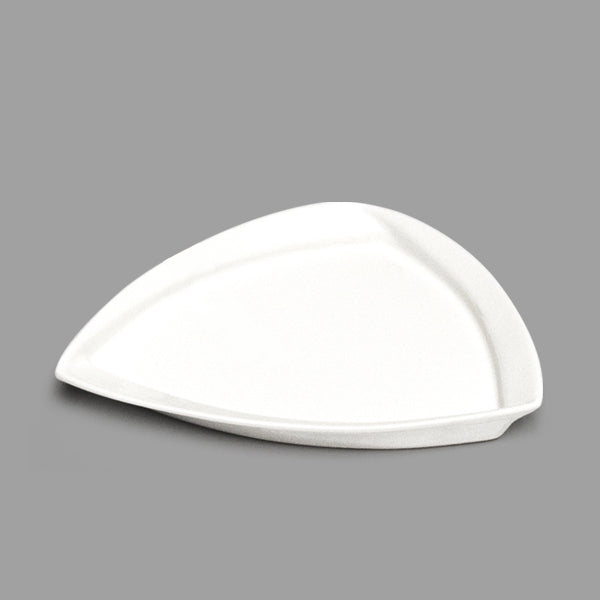 7" Triangular Porcelain Plate, White