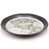 10.5" Ceramic Plate, Green, Black — Floral Design