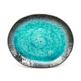 8.5" x 7" Oval Ceramic Plate, Turquoise, Blue