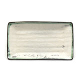 6.75" x 3.85" Rectangular Ceramic Plate, White, Green, Brown