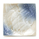 6.75" Square Ceramic Plate, Beige, Blue