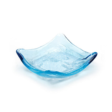 4-3/4" Square Glass Plate, Blue