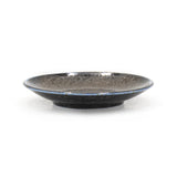 4.75" Ceramic Plate, Dark Brown, Blue