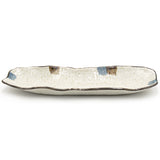 13.35" x 4" Rectangular Ceramic Sushi Plate, Beige, Blue, Brown