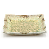 9.65" Square Ceramic Plate, Beige, Green — Oribe Design