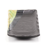 7.75" x 3.75" Rectangular Ceramic Plate, Dark Brown, Green
