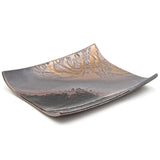 11.25" x 8.25" Rectangular Ceramic Plate, Black, Brown, Gold