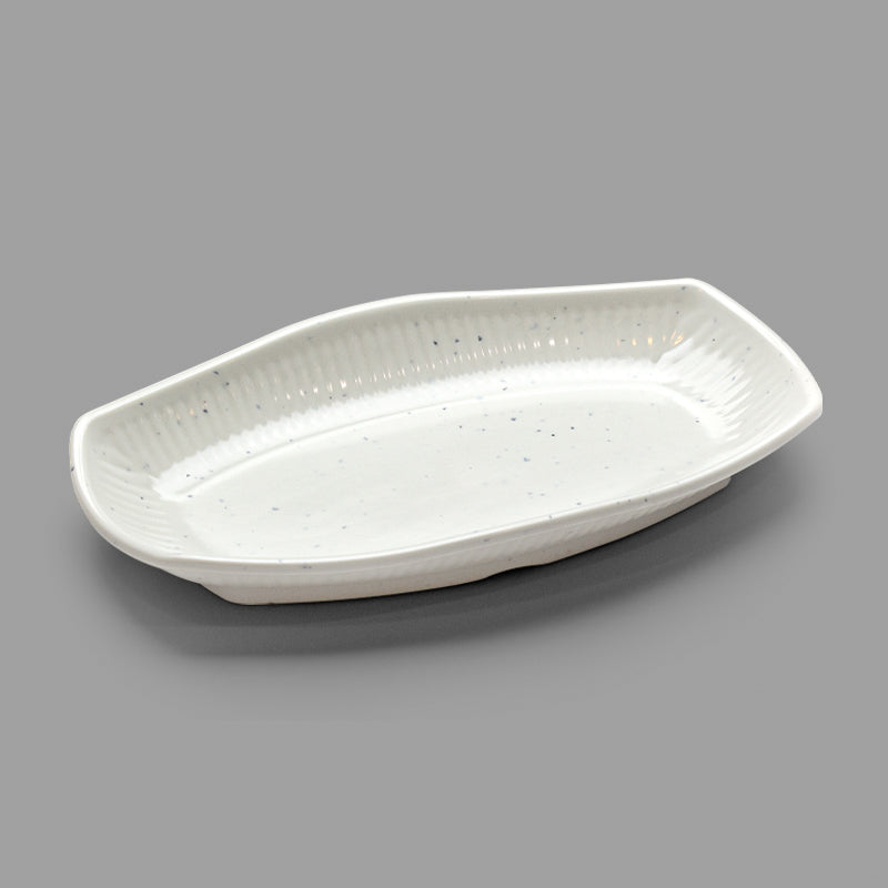 10.5" x 6.25" Rectangular Melamine Plate, White — Marble Design