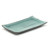 8.35" x 4.75" Rectangular Ceramic Plate, Dark Brown, Green