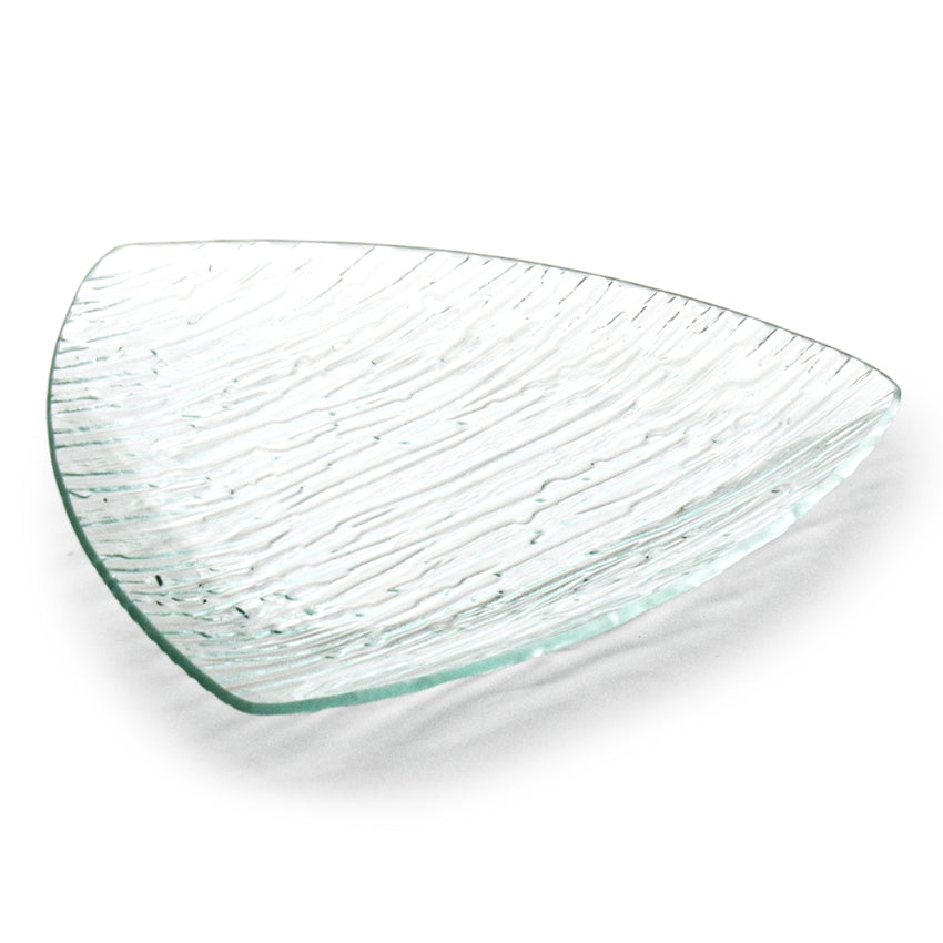 9.5" Triangular Textured Glass Plate, Clear