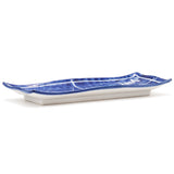 9-3/4" x 4" Rectangular Ceramic Plate, Blue — Chinese Characters for the Four Seasons Design