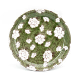 9-3/4" Round Porcelain Plate, Green, White