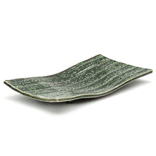 12¾″ × 6¼″ Green Oribe Ceramic Footed Rectangular Plate