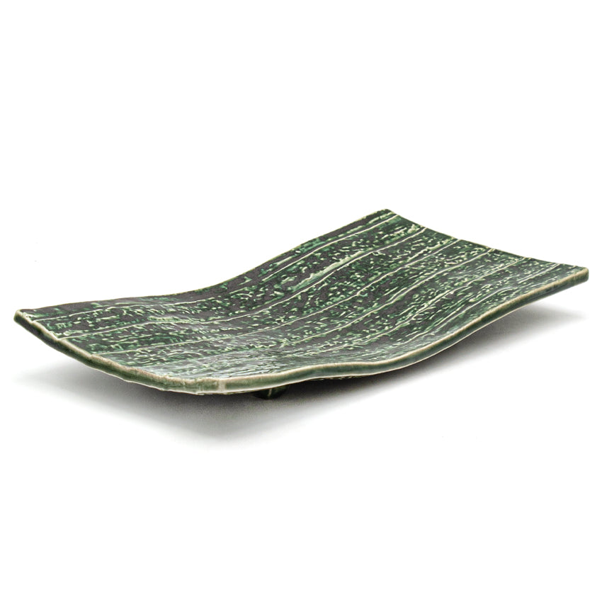 12.75" x 6.25" Ceramic Plate, Green — Oribe Design