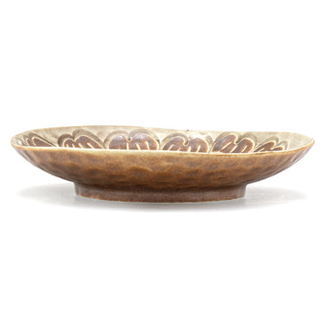 7.5" Ceramic Plate, Brown, Yellow — Floral Design
