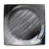 6.75" Square Ceramic Plate, Dark Brown, Blue