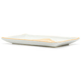 8.65" x 5" Rectangular Ceramic Plate, Gray, Yellow
