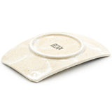 7.25" x 4.75" Rectangular Ceramic Plate, Beige, Blue