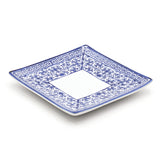 6.35" Square Ceramic Plate, White, Blue