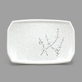 8.65" x 5.75" Rectangular Ceramic Plate, White — Floral Design