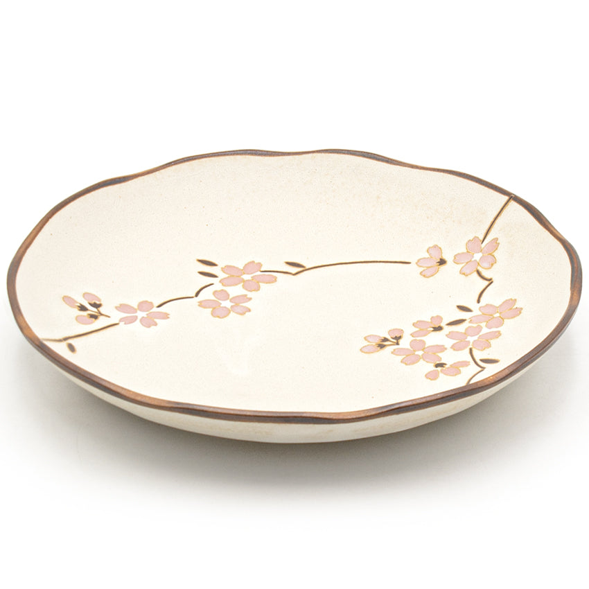 10" Round Ceramic Dinner Plate, Beige, Pink — Sakura Design