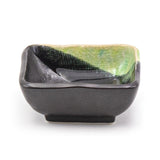 3" Square Ceramic Plate, Dark Brown, Green