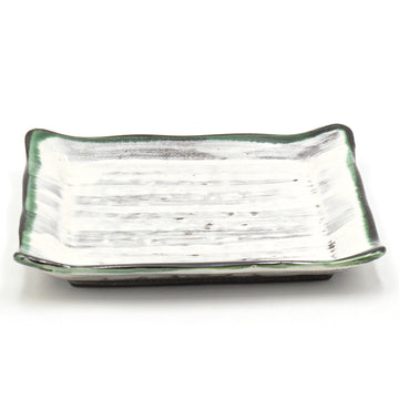 8.5" Square Ceramic Plate, White, Green, Brown