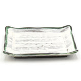 8.5" Square Ceramic Plate, White, Green, Brown