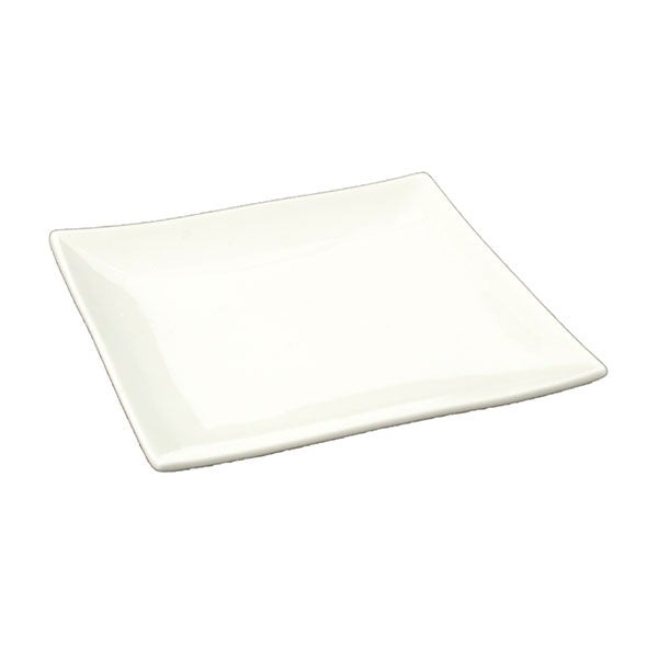 8" Square Ceramic Plate, White