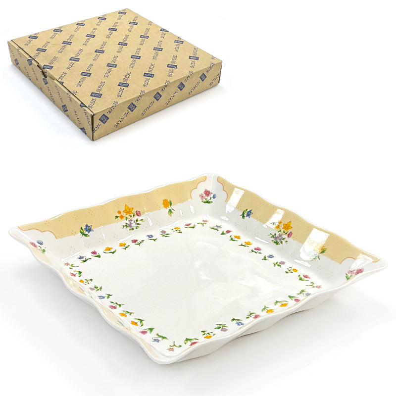Square Plate, White, Yellow