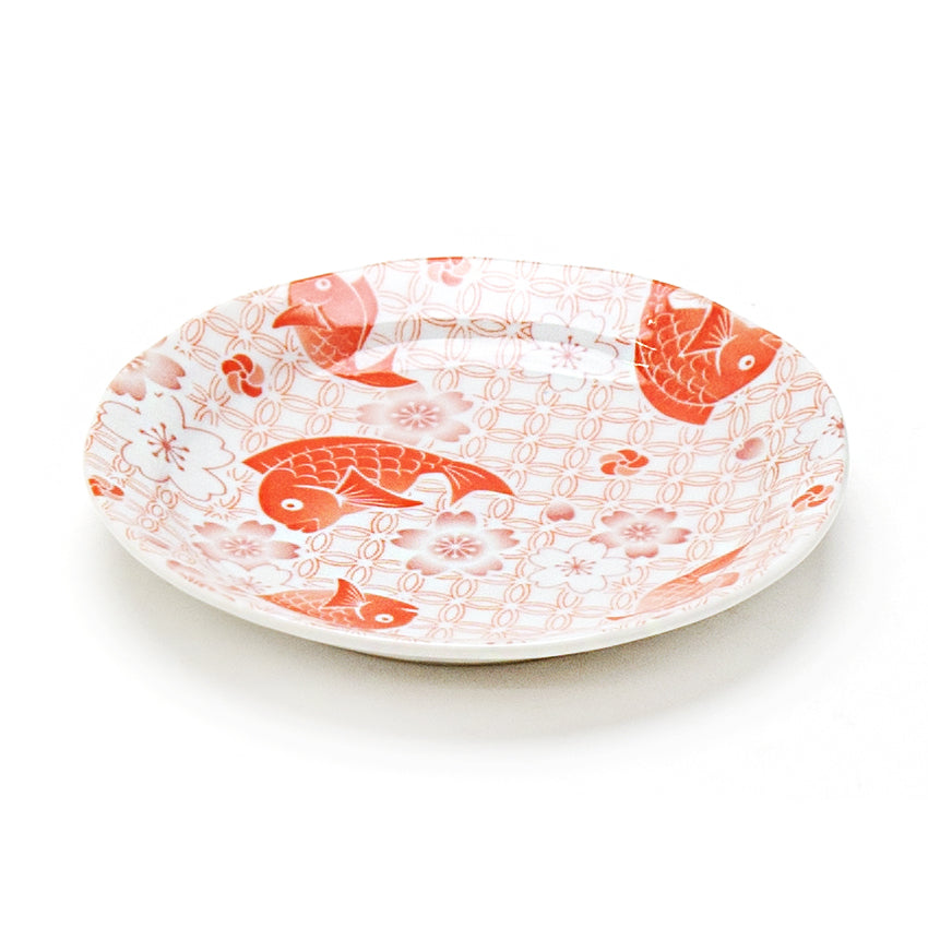 6.38" Ceramic Plate, Red — Fish, Sakura Design