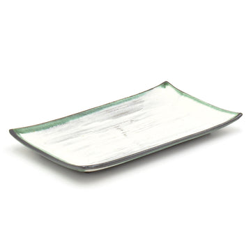 8.35" x 4.75" Rectangular Ceramic Plate, Dark Brown, White