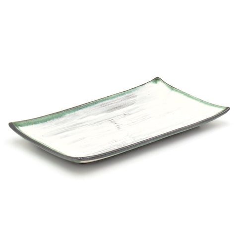8.35" x 4.75" Rectangular Ceramic Plate, Dark Brown, White