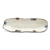 13.35" x 4" Rectangular Ceramic Sushi Plate, Beige, Blue, Brown