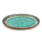 8.5" x 7" Oval Ceramic Plate, Turquoise, Green