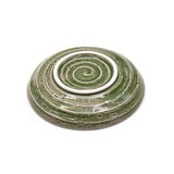 5-1/2" Round Ceramic Plate, Green, White