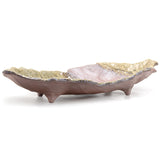 16" x 7" Leaf Ceramic Serving Platter, Green, Brown