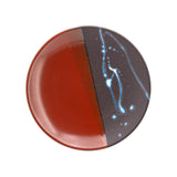 9.25" Round Ceramic Plate, Black, Red
